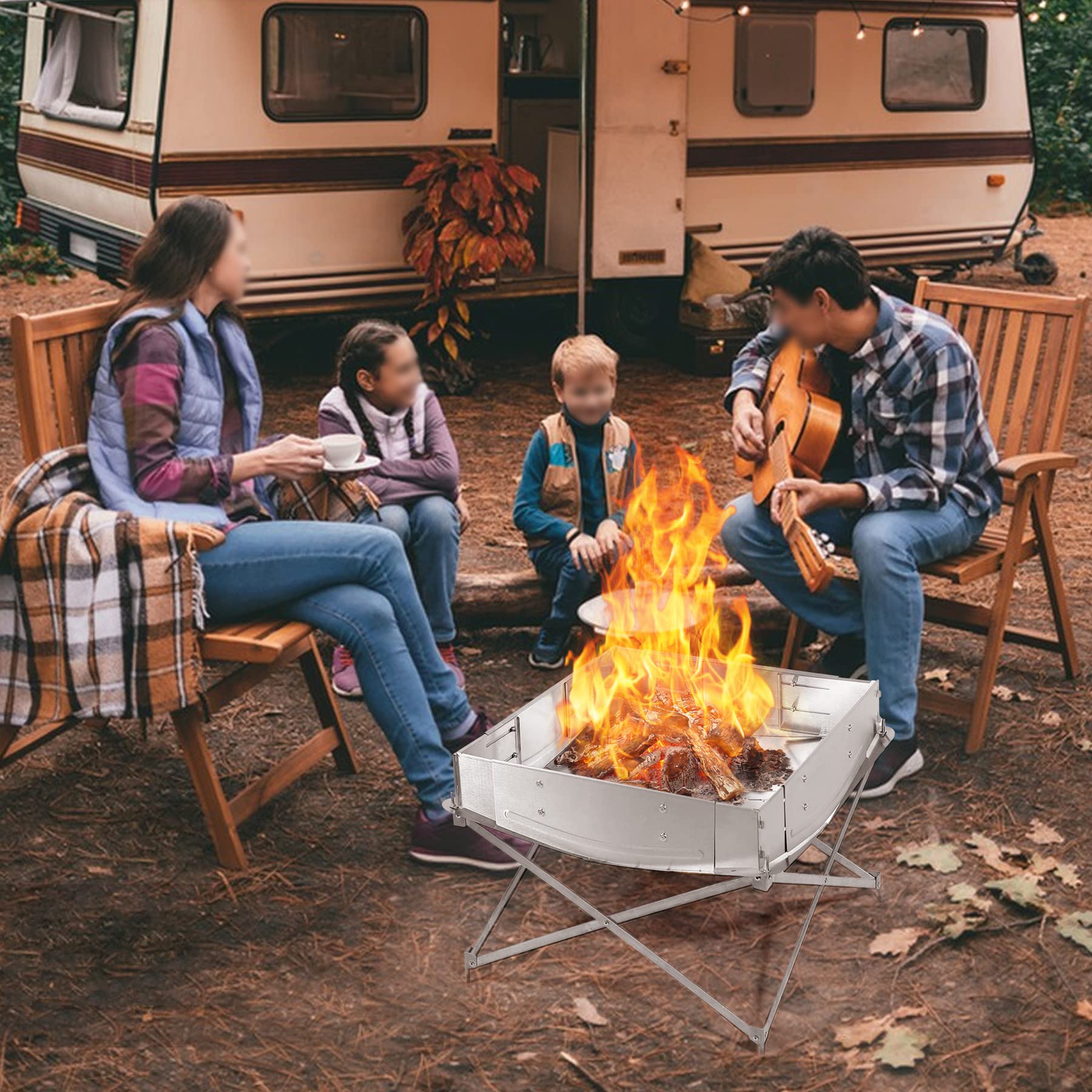 Camp Travel Firepits with 4 Wind Shields