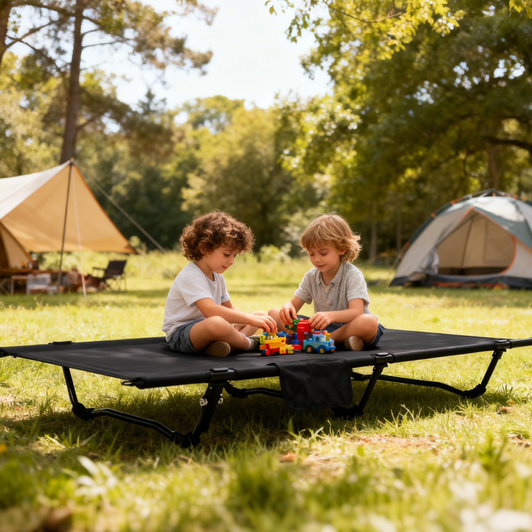 Ultralight Kids Cot,Portable Compact Camping Cot with Storage Bag for Adults, Portable Tent Cot with Side Pockets for Outdoor Travel Hiking Backpacking