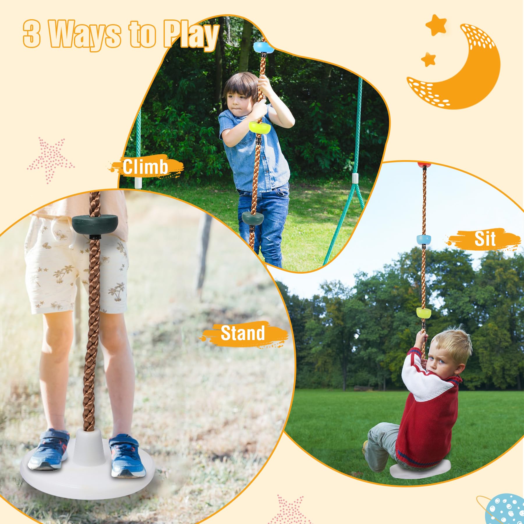 LED Disc Climbing Rope Swing with Platforms