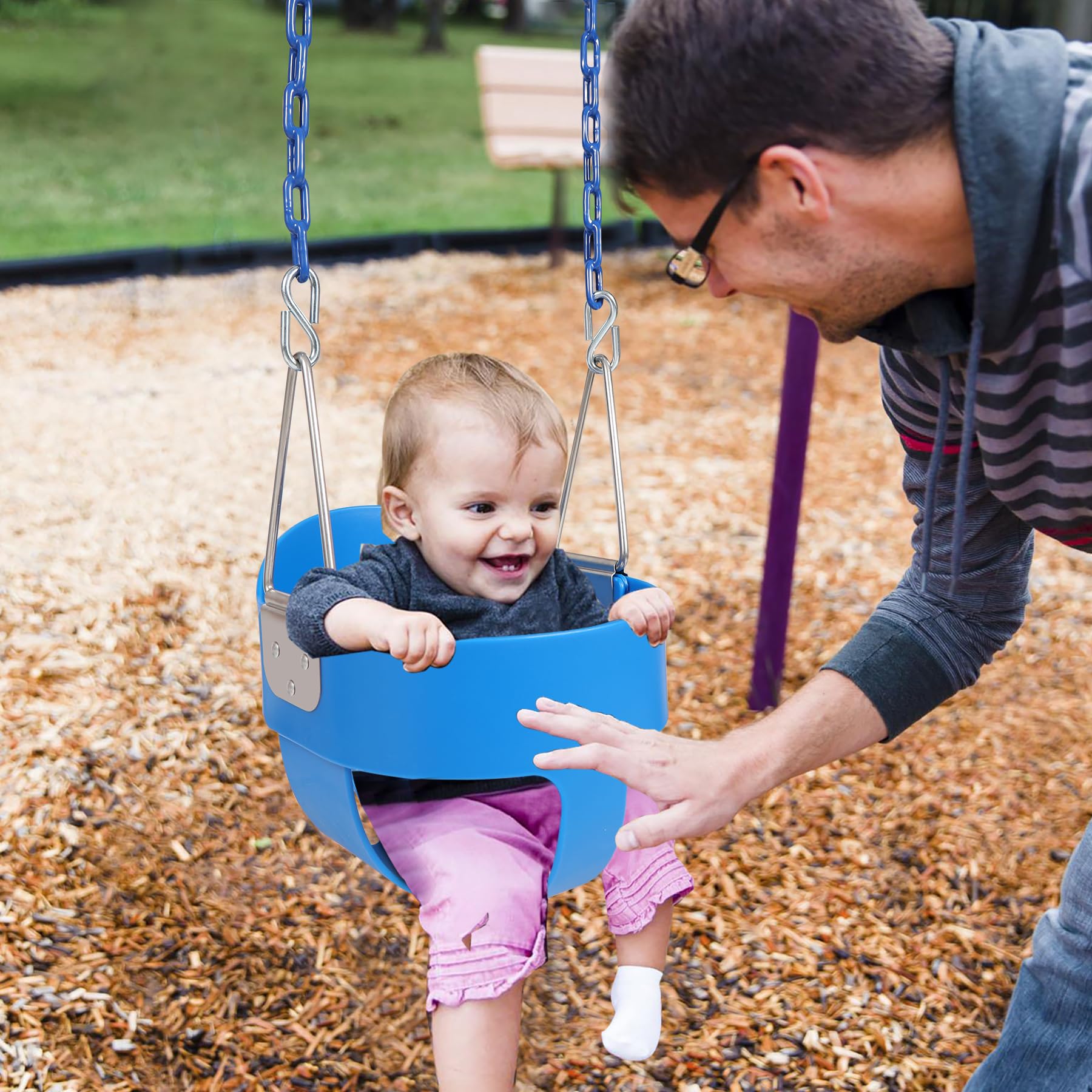 High Back Toddler Bucket Swing Seat with Coated Chains