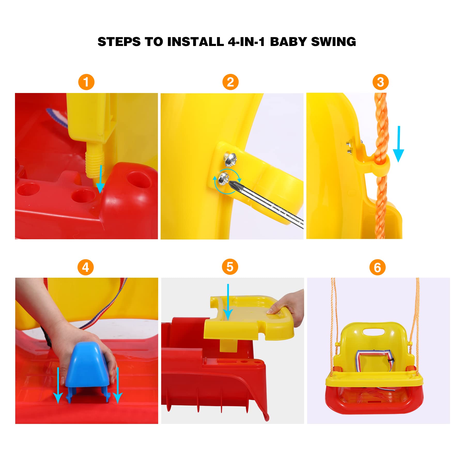 4-in-1 Convertible Toddler Swing with Detachable Dining Tray