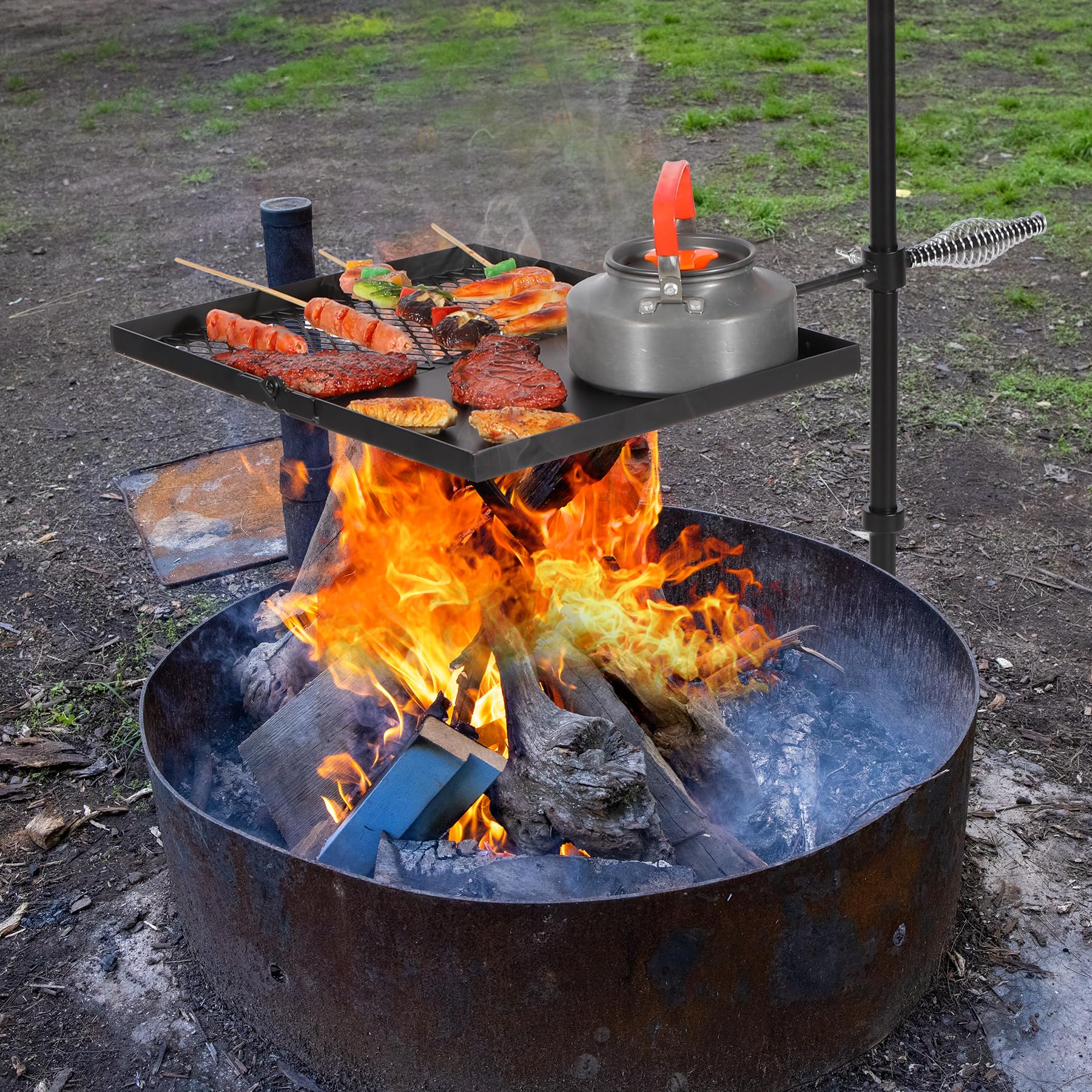 Folding Swivel Campfire Grill for Open Flame Cooking