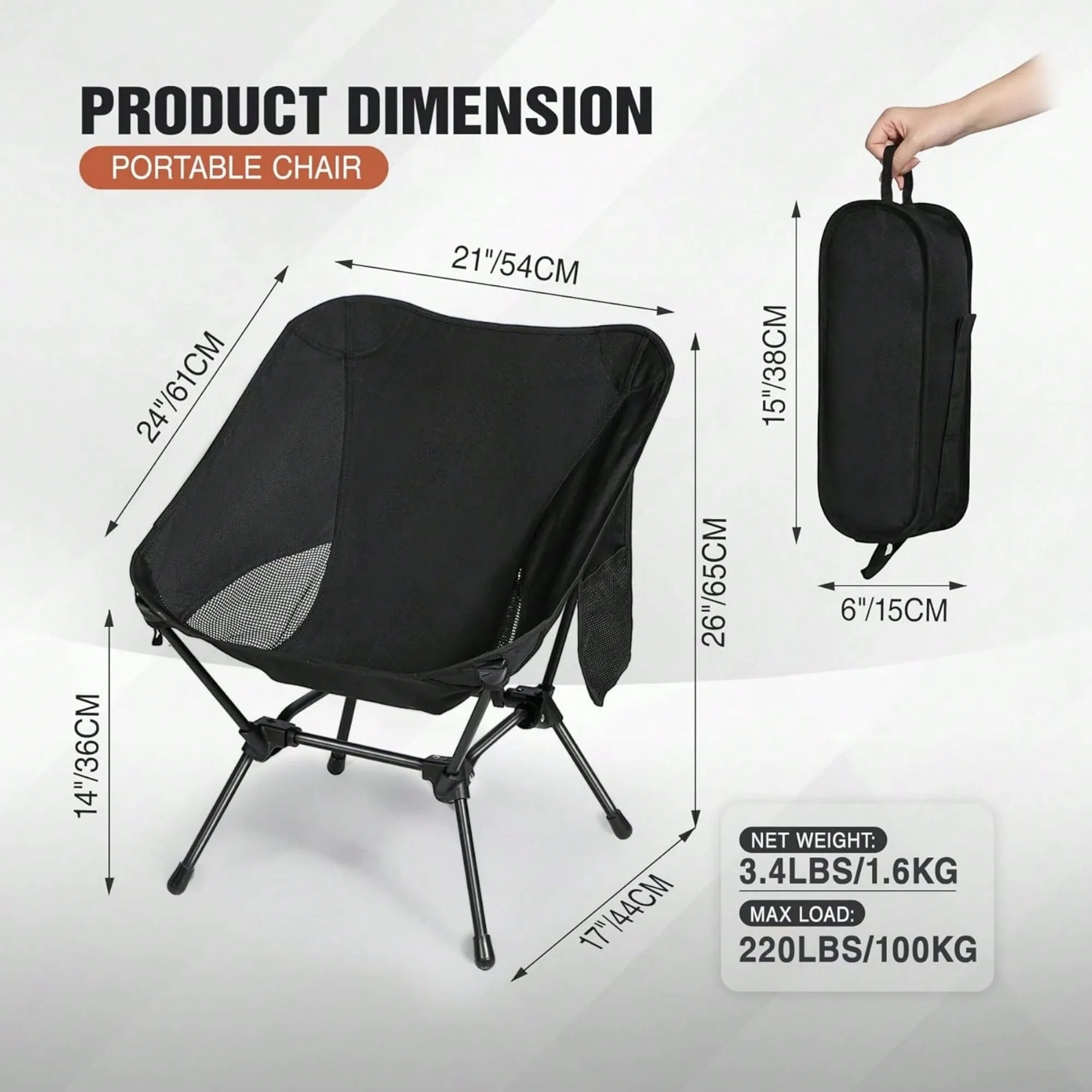 Ultralight Folding Camping Chair with Mesh Back