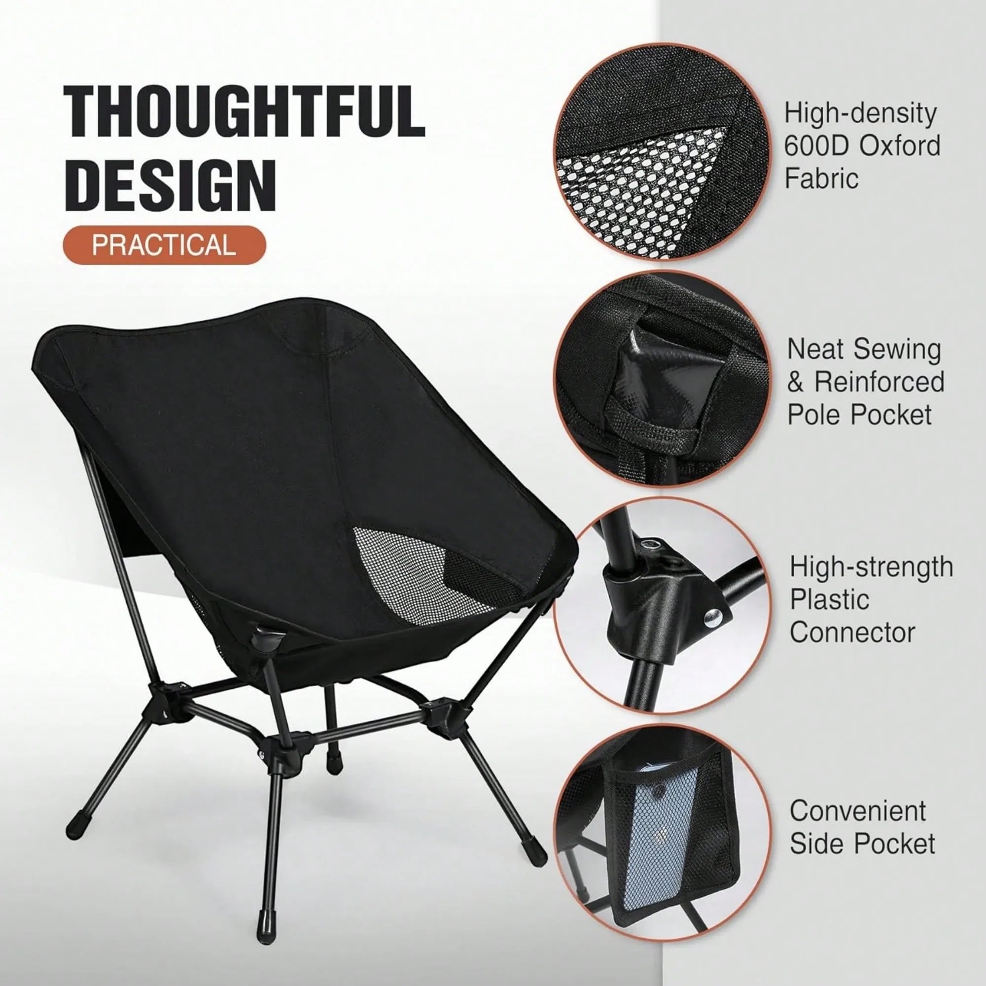 Ultralight Folding Camping Chair with Mesh Back