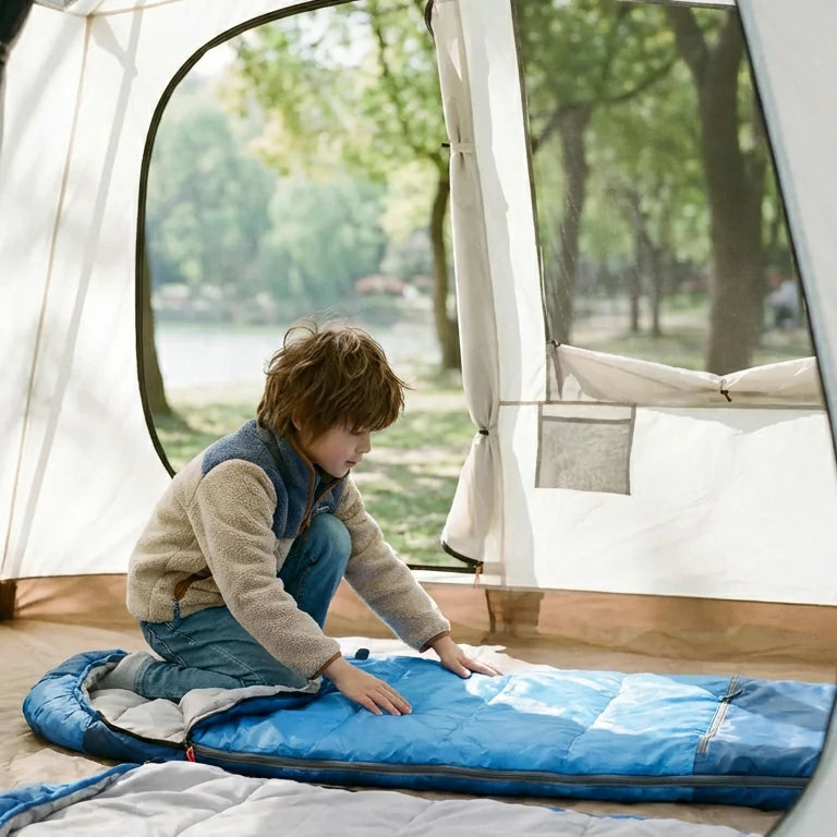 Mummy Kids Sleeping Bag for Camping,Blue Rose