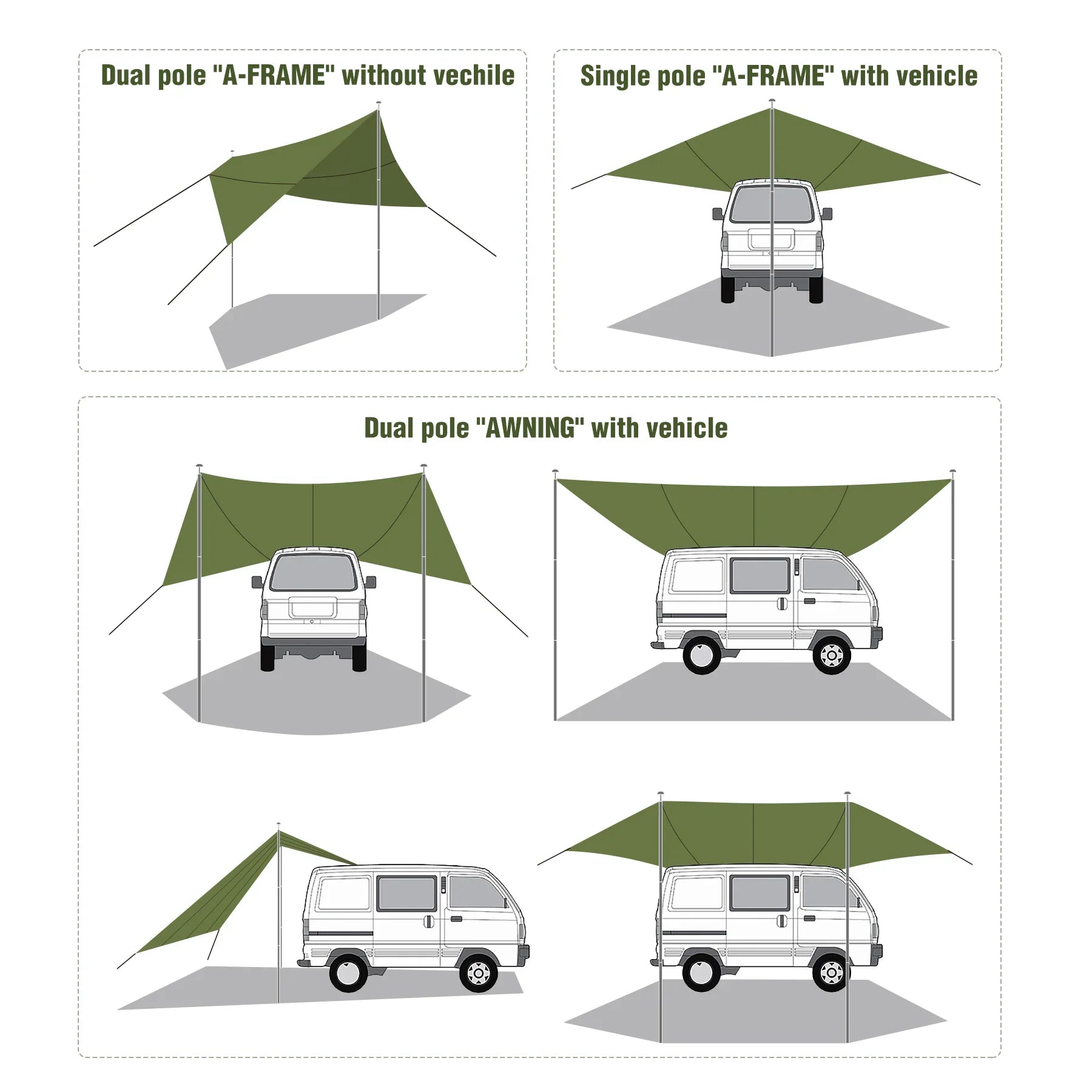 Car Awning Camping Tarp, 19x 17ft Shade