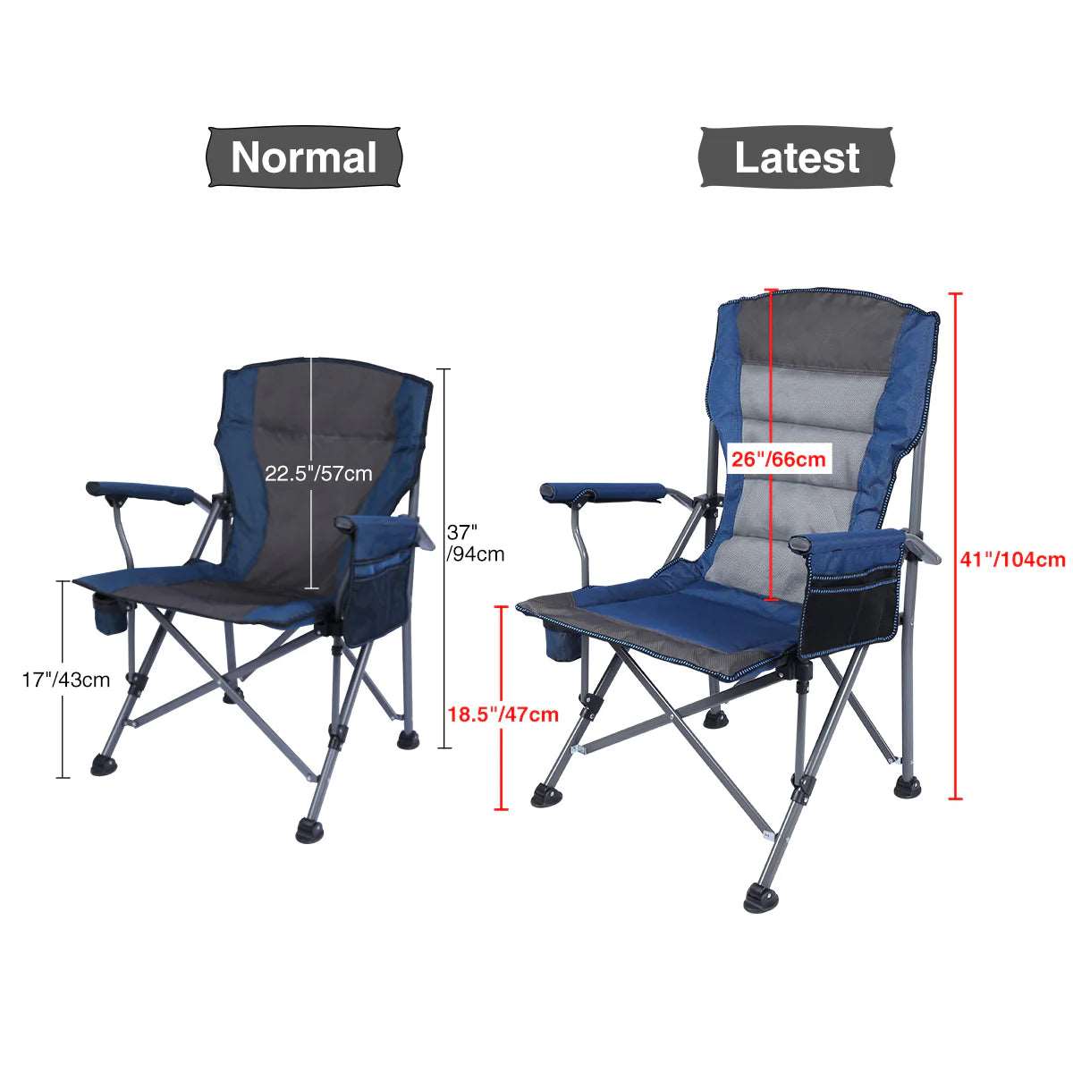 Heavy Duty Folding Camping Chair with High Back & Cup Holder