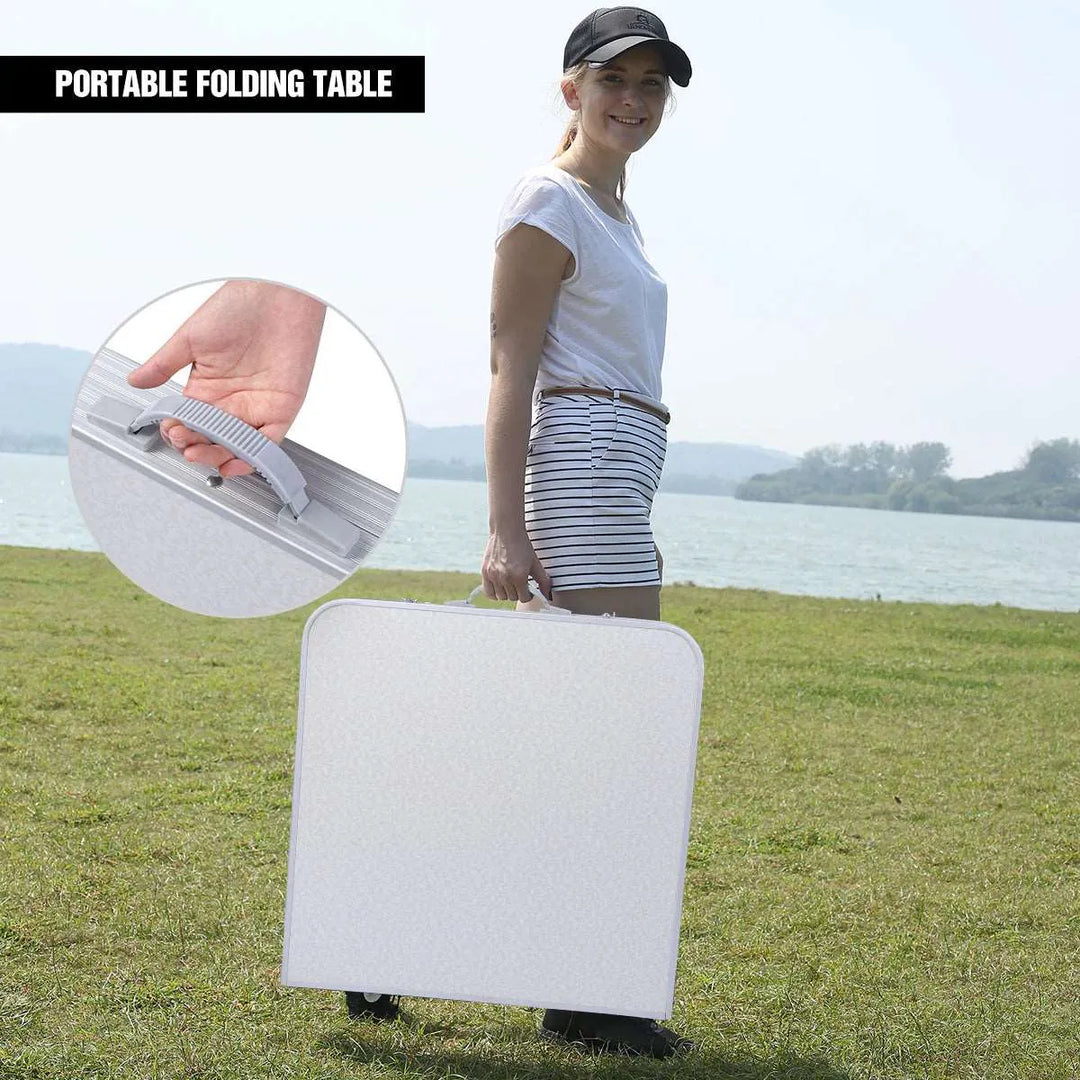 REDCAMP Folding Camping Table with Storage Organizer Adjustable Height