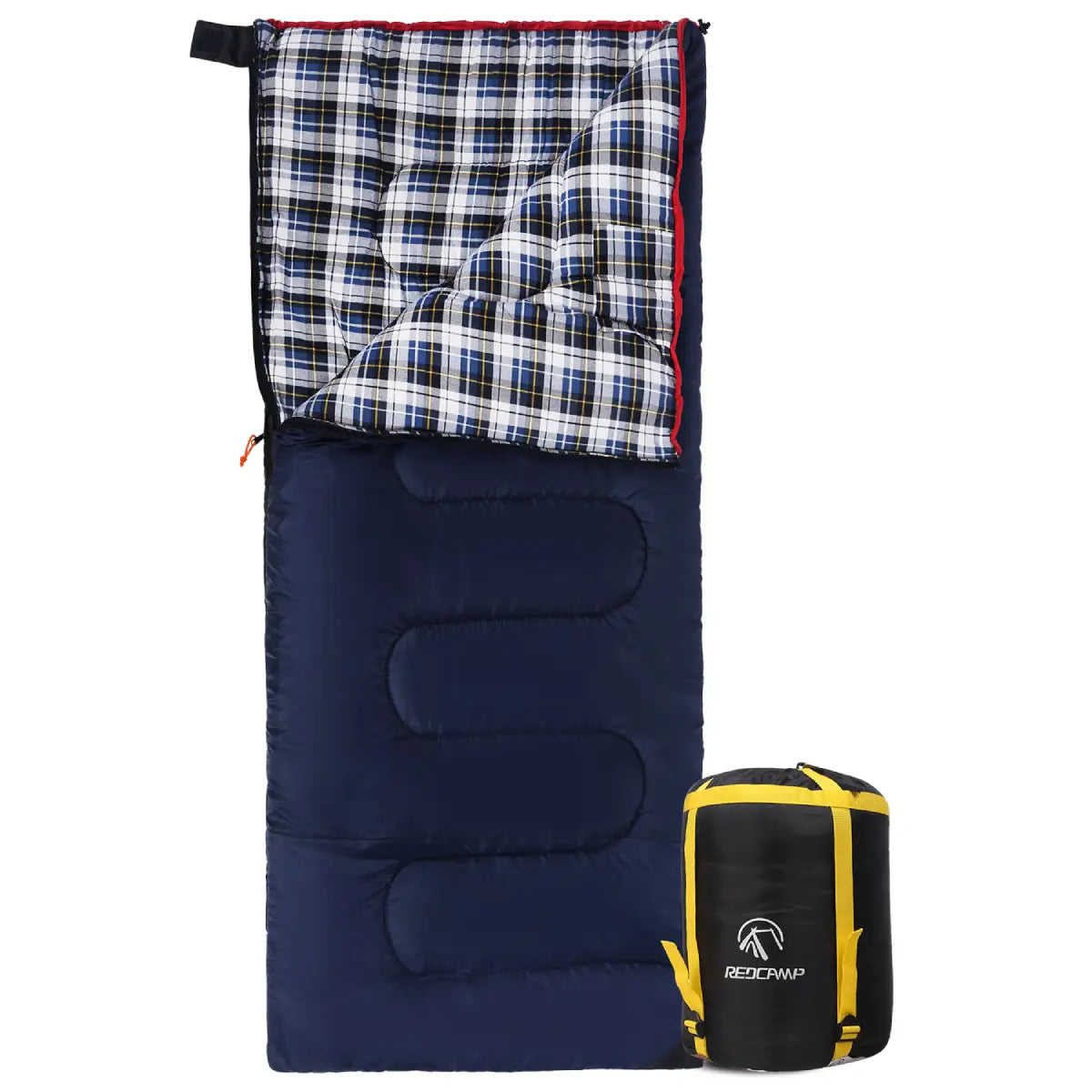 Camping Sleeping Bag for Adult with Cotton Flannel Liner,Red Blue Green