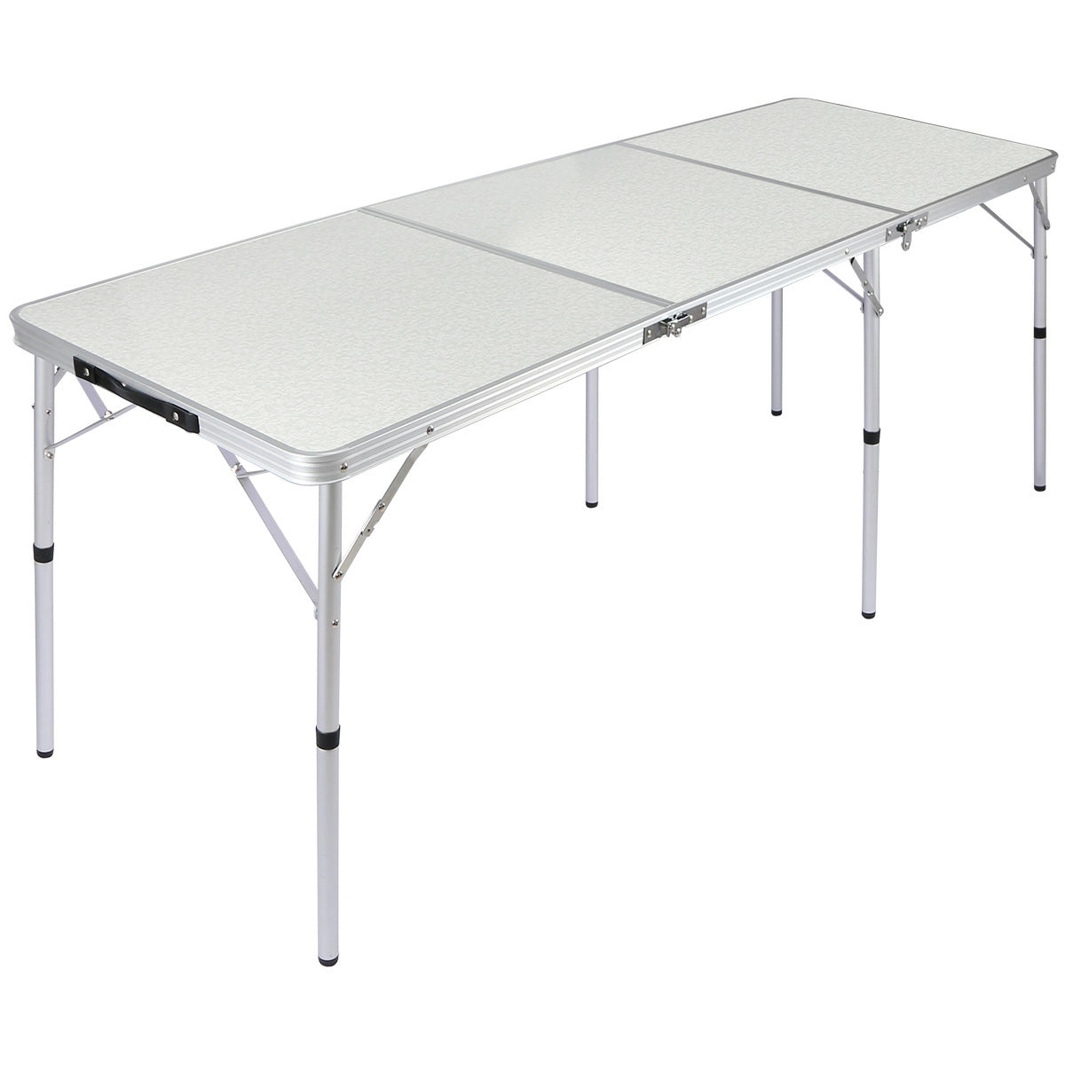 Portable Tri-Fold Aluminum Camping Table with Adjustable Heights, 4ft/6ft