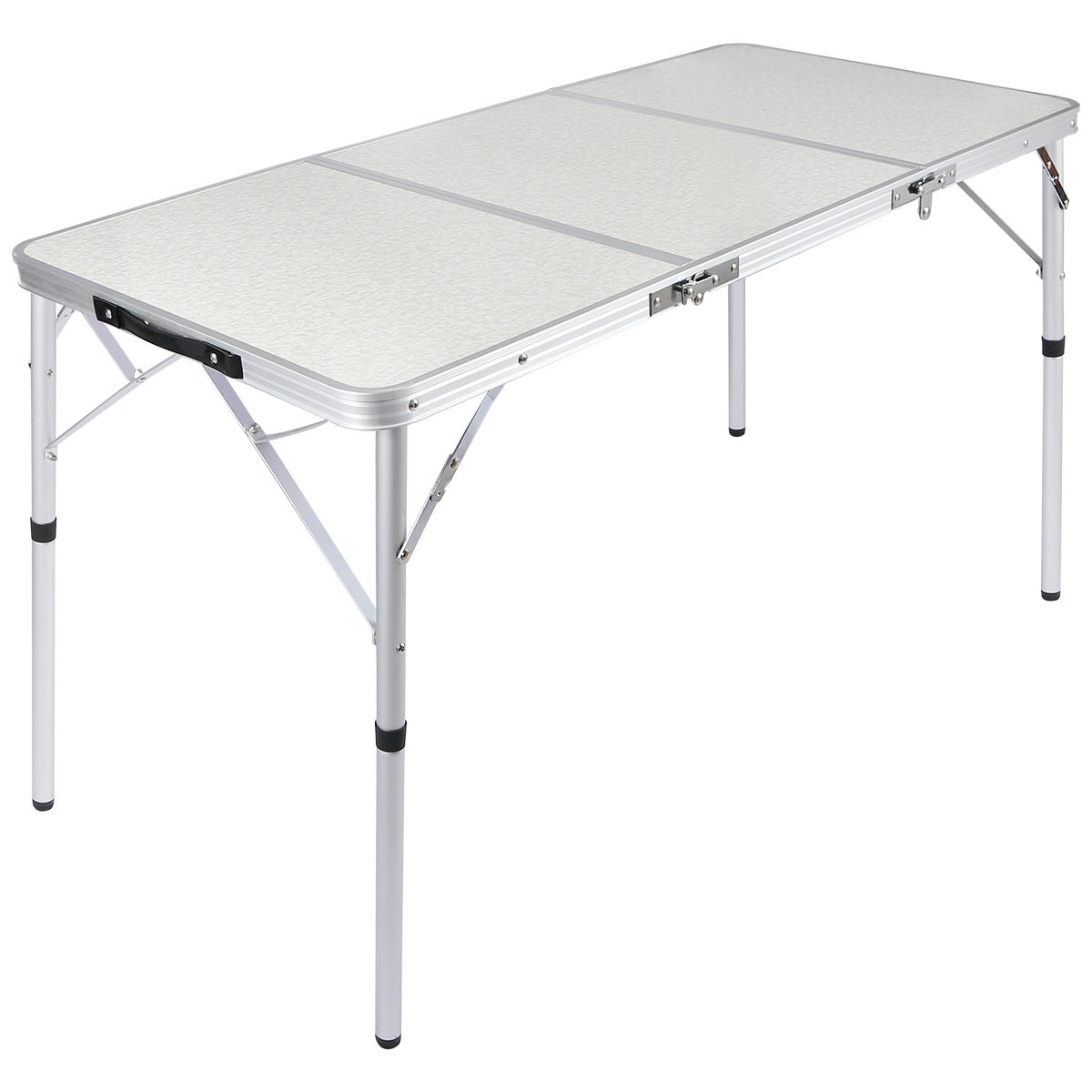 Portable Tri-Fold Aluminum Camping Table with Adjustable Heights, 4ft/6ft