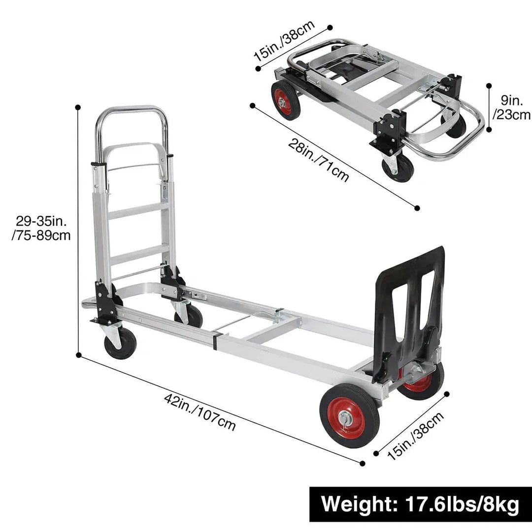 REDCAMP Folding Aluminum 2 in 1 Convertible Hand Truck Dolly - Redcamp