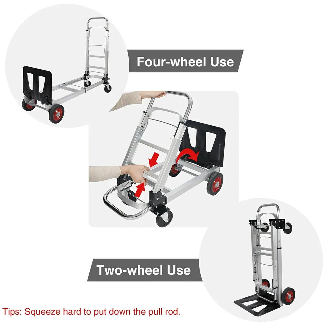 REDCAMP Folding Aluminum 2 in 1 Convertible Hand Truck Dolly - Redcamp