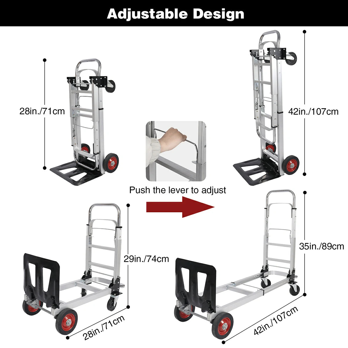REDCAMP Folding Aluminum 2 in 1 Convertible Hand Truck Dolly