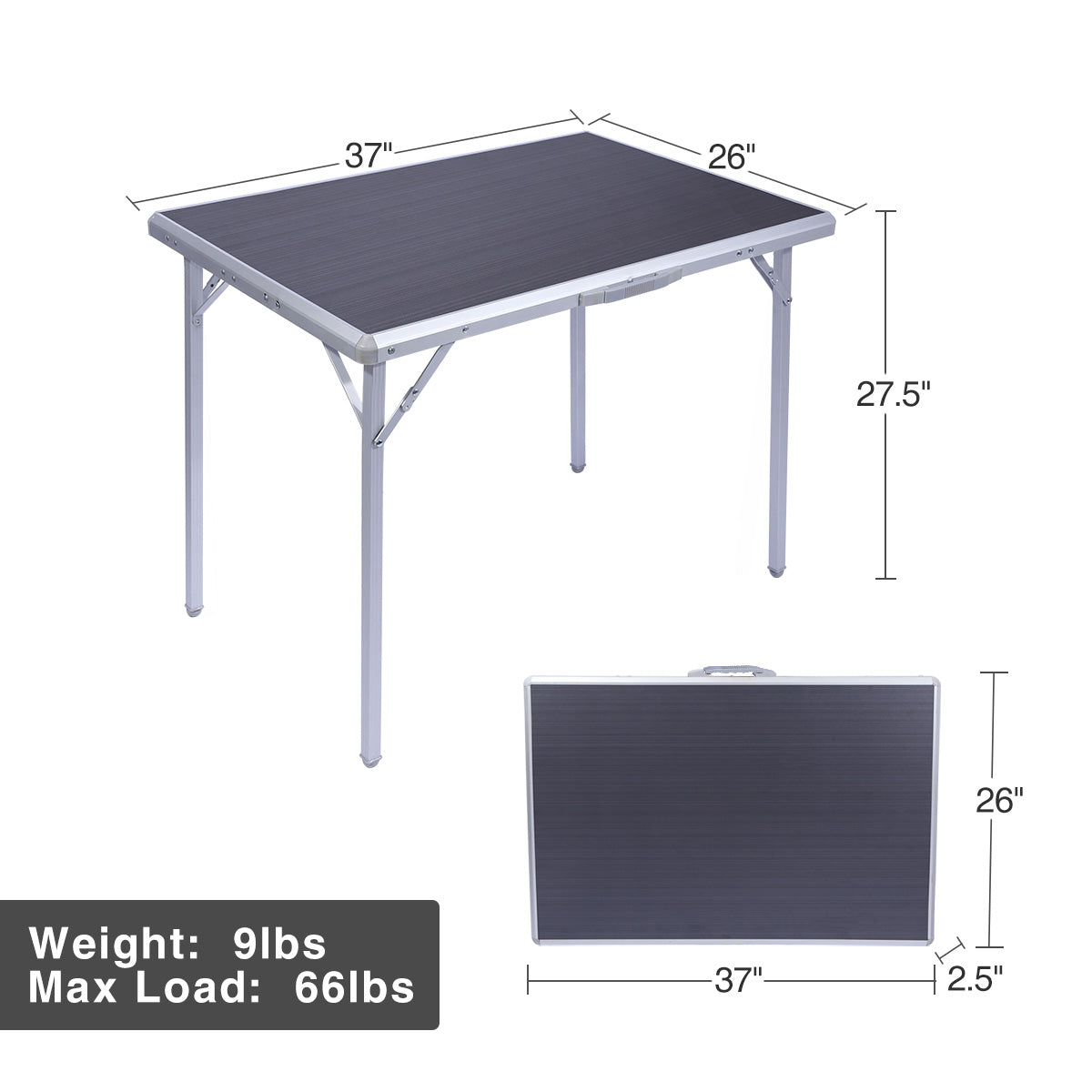 Aluminum Folding Camping Table with Collapsible Legs