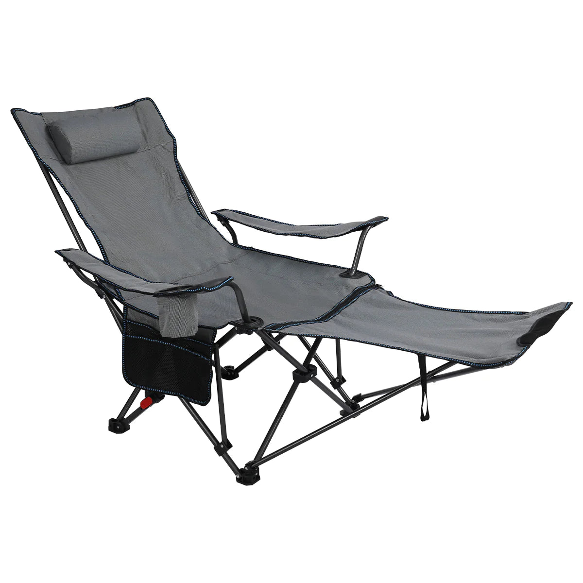 Folding Reclining Camp Chairs with Removable Footrest and Fabric Back