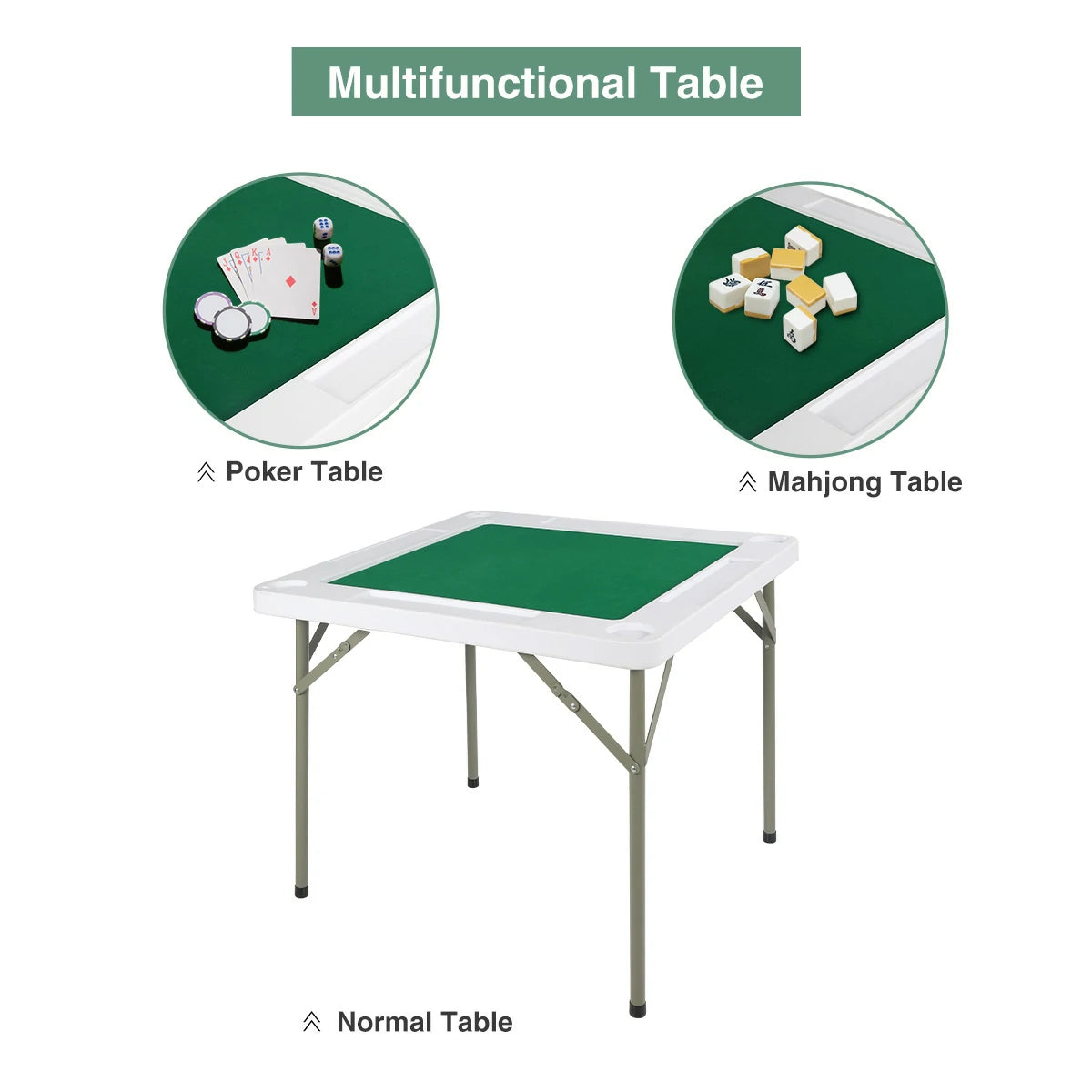 Plastic Mahjong/Domino Table with Folding Legs