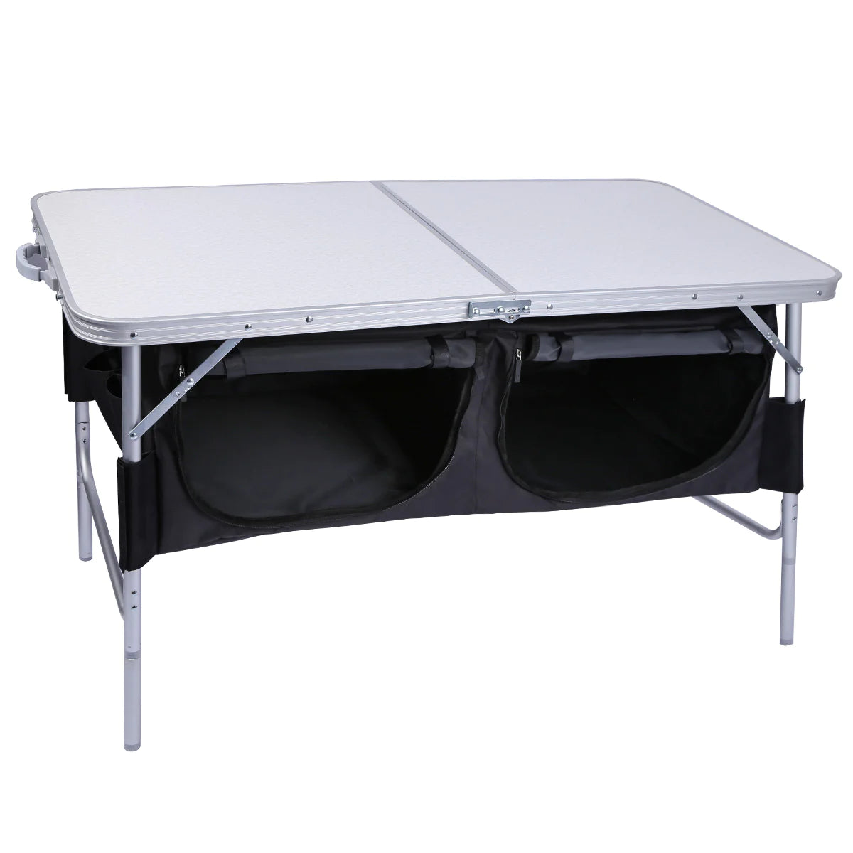 Folding Camping Table with Storage Organizer Adjustable Height